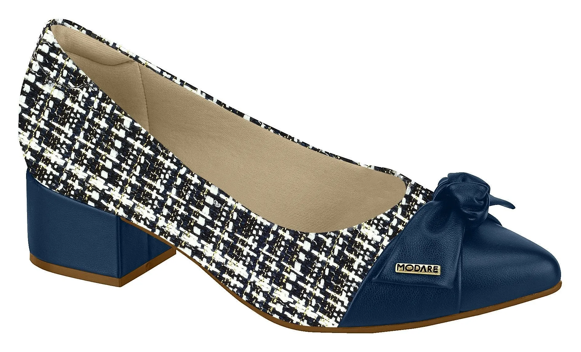 Modare 7340.102 Women Business Shoe Mid Heel in Navy Tweed