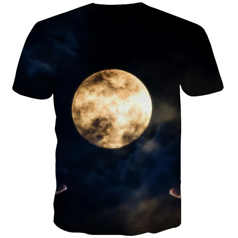 Moon T-shirt Men Hand Tshirt Anime Black Shirt Print Nebula T-shirts Graphic