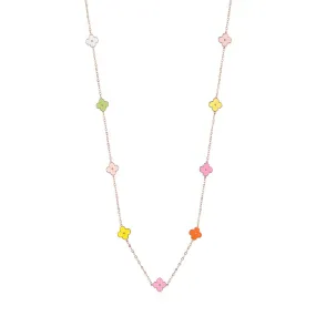 MULTI-COLOR CLOVER CHAIN NECKLACE