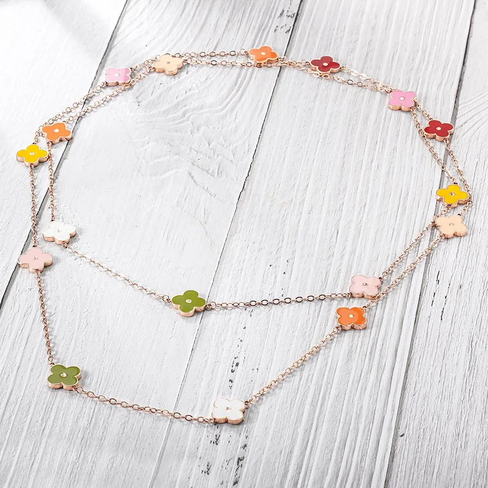 MULTI-COLOR CLOVER CHAIN NECKLACE