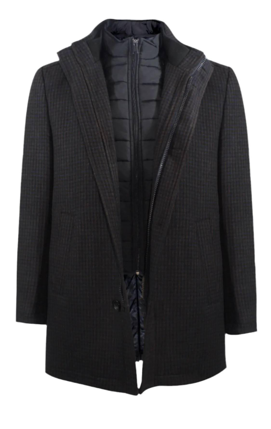 N78 Charcoal/ Navy check wool Coat