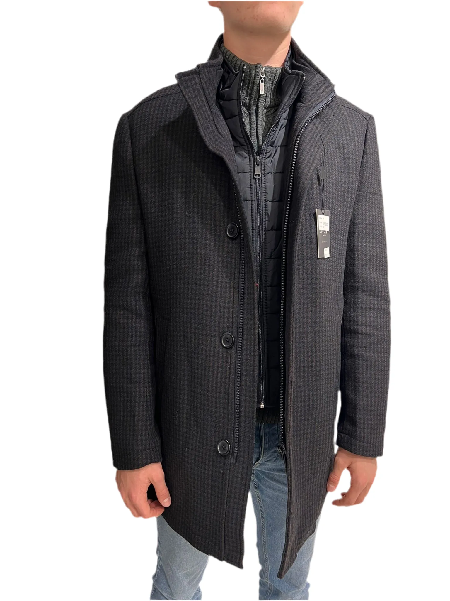 N78 Charcoal/ Navy check wool Coat