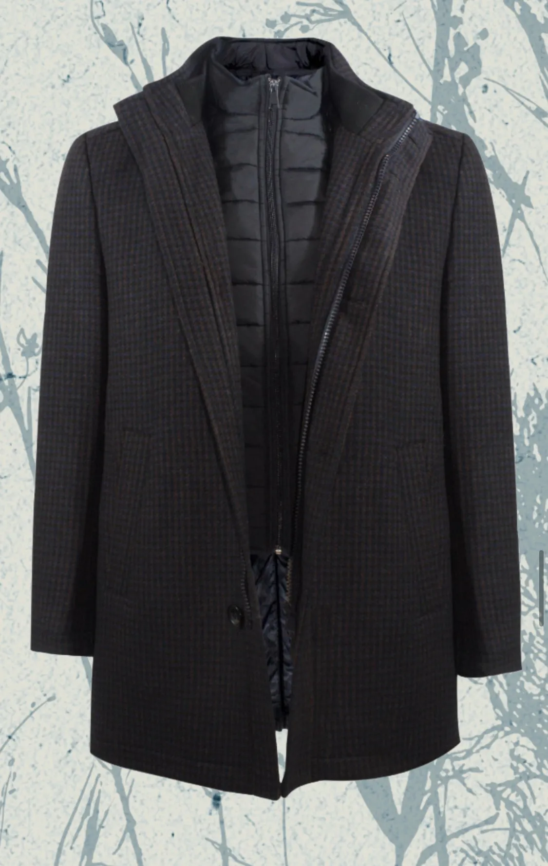 N78 Charcoal/ Navy check wool Coat