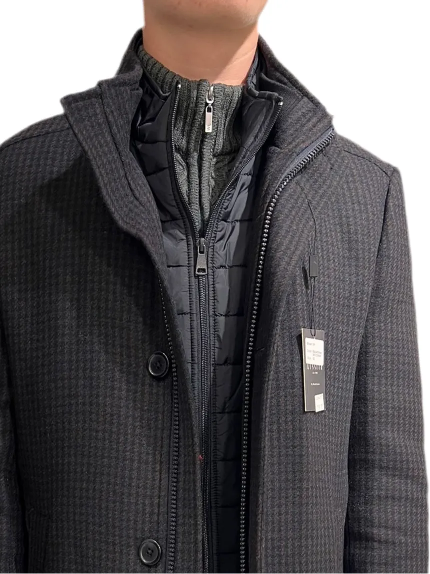 N78 Charcoal/ Navy check wool Coat