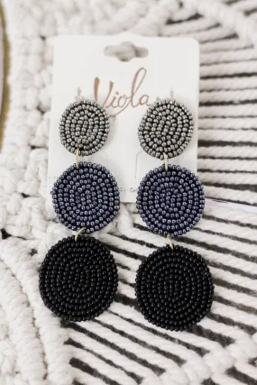 Navy Beaded Layer Earrings