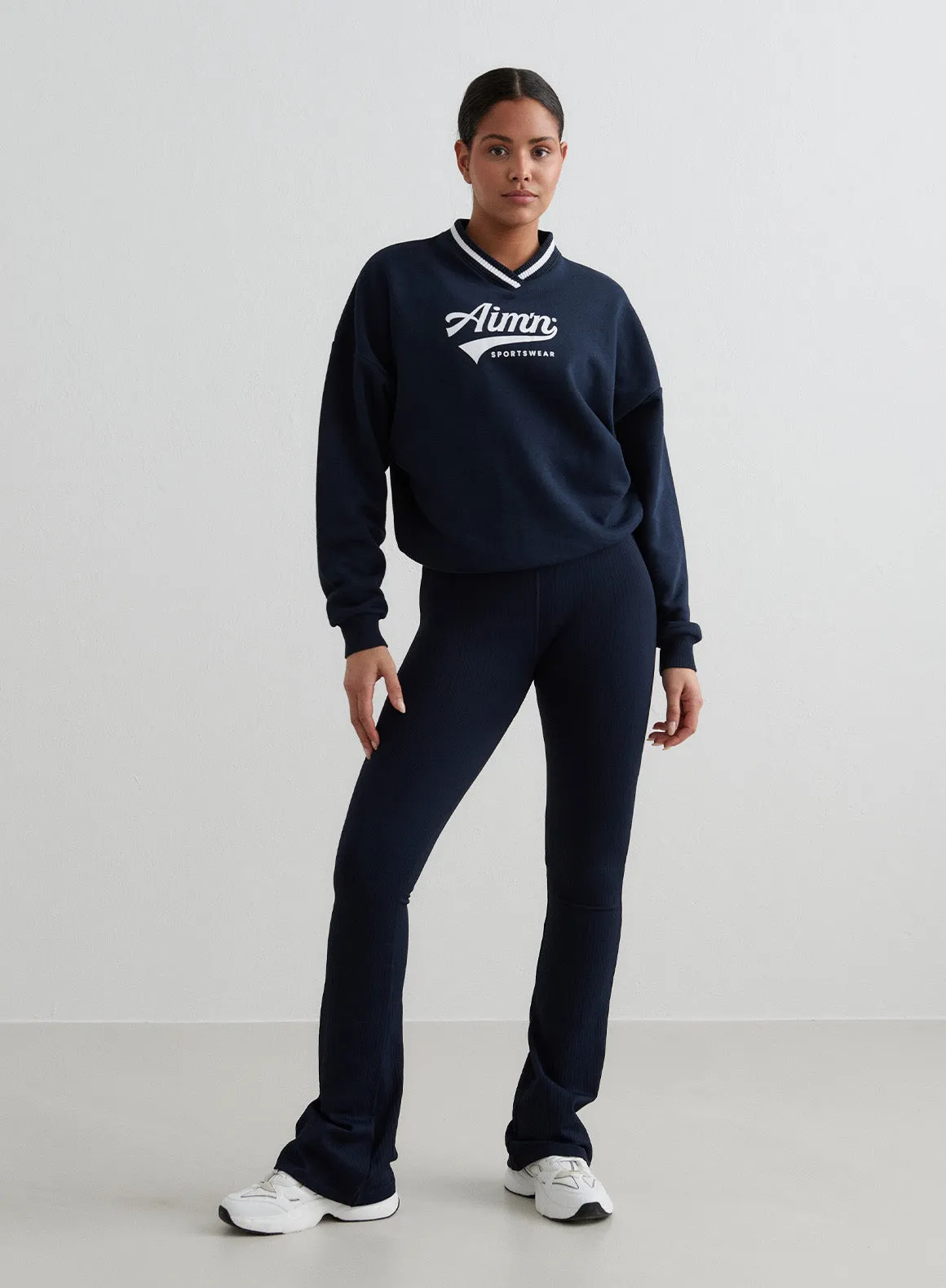 Navy Pitch V-neck Sweatshirt