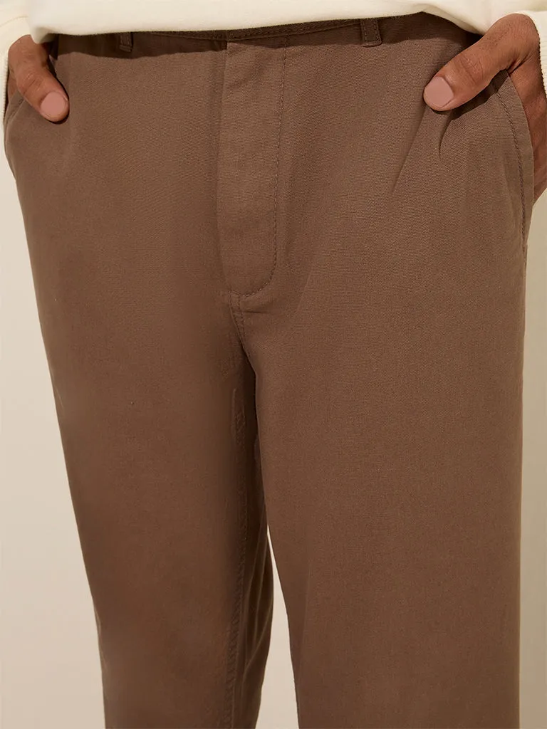 Nuon Taupe Rocker-Fit Mid-Rise Cotton-Blend Chinos