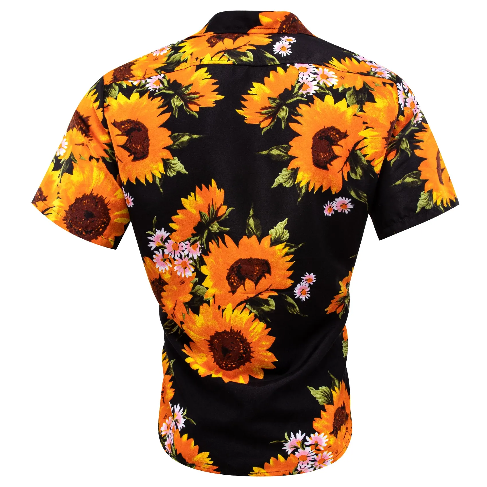 Orange Sunflower Men's Short Sleeve Summer Shirt