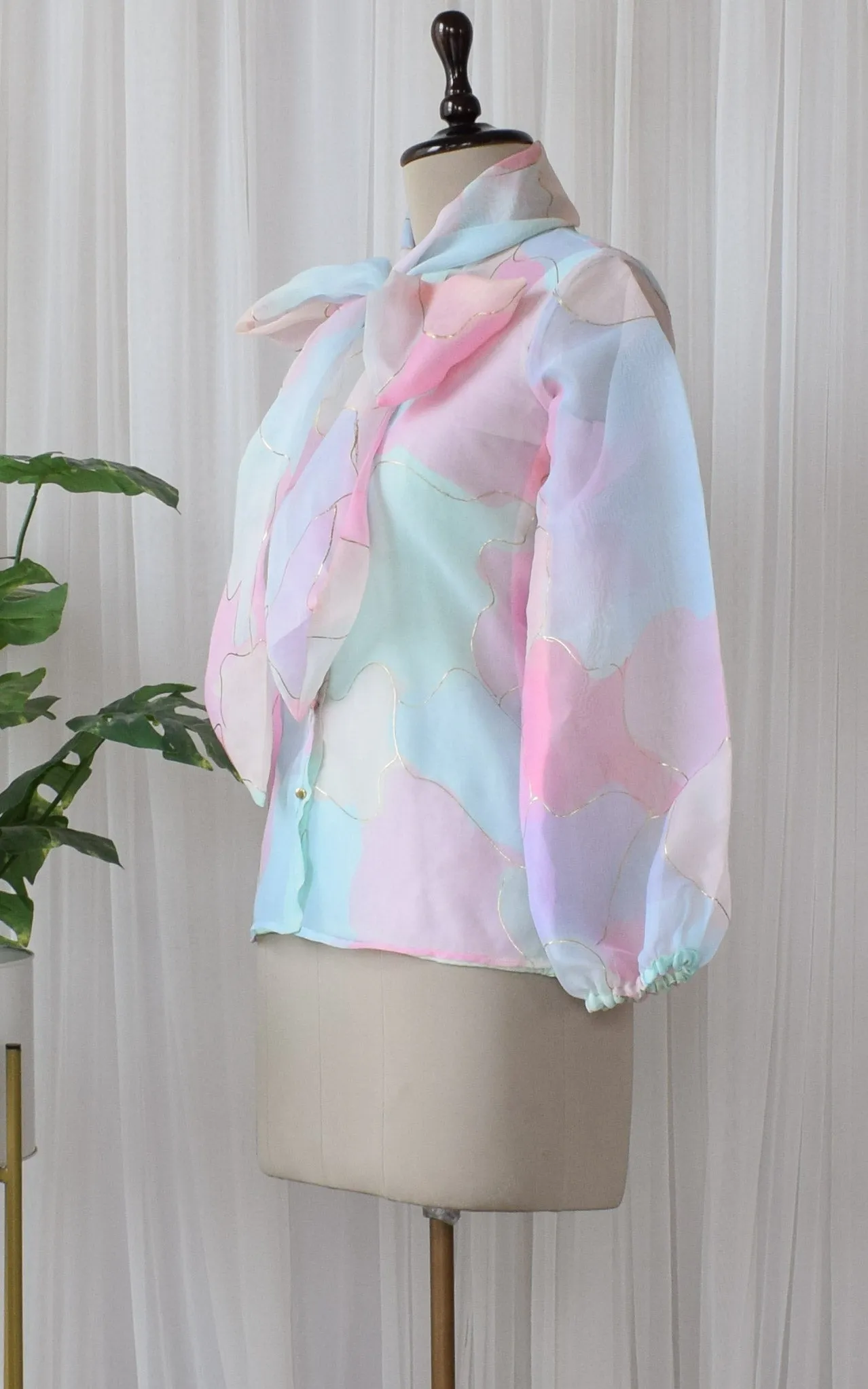 Pastel Dream Organza Bow-Tie Up Top