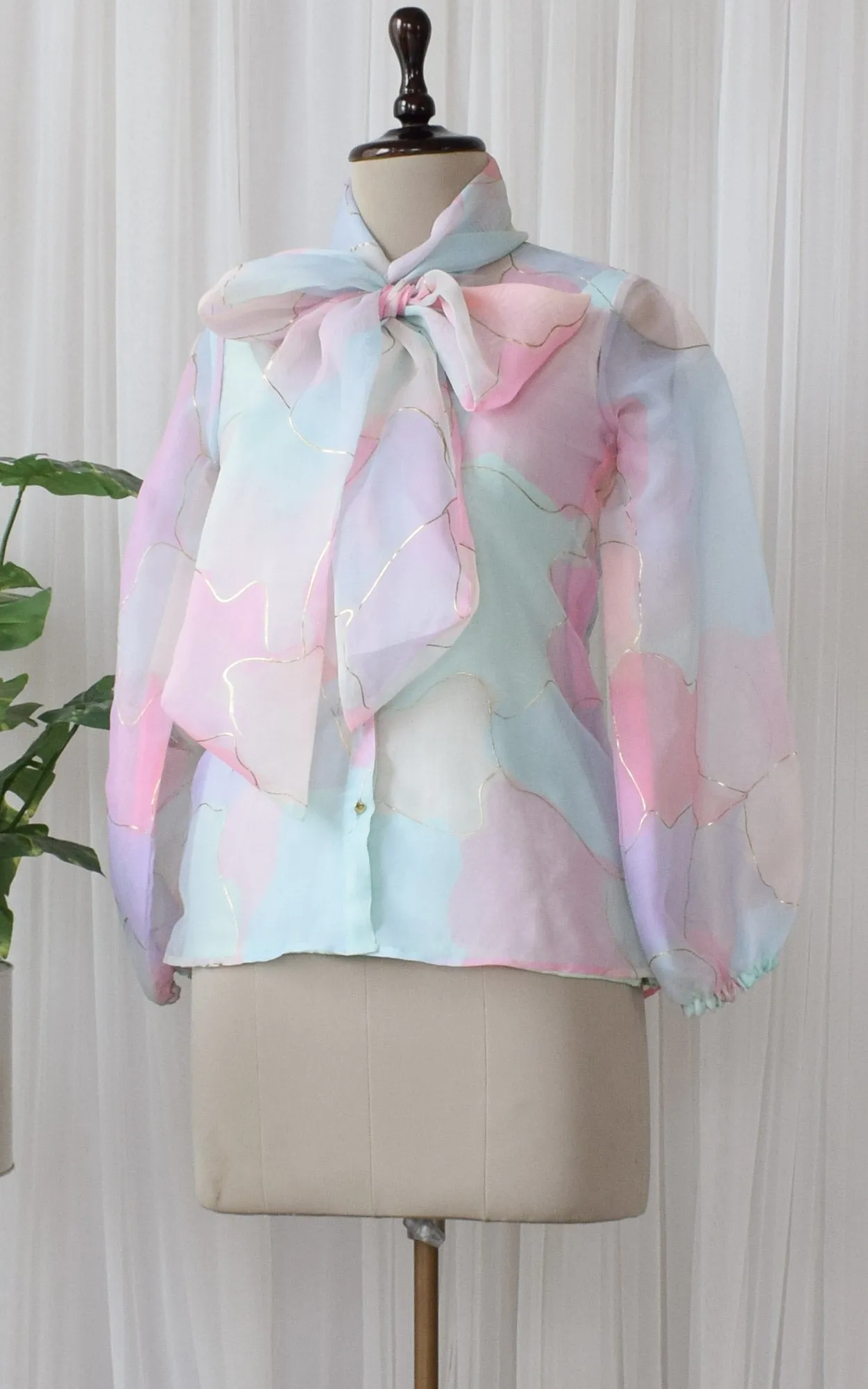 Pastel Dream Organza Bow-Tie Up Top