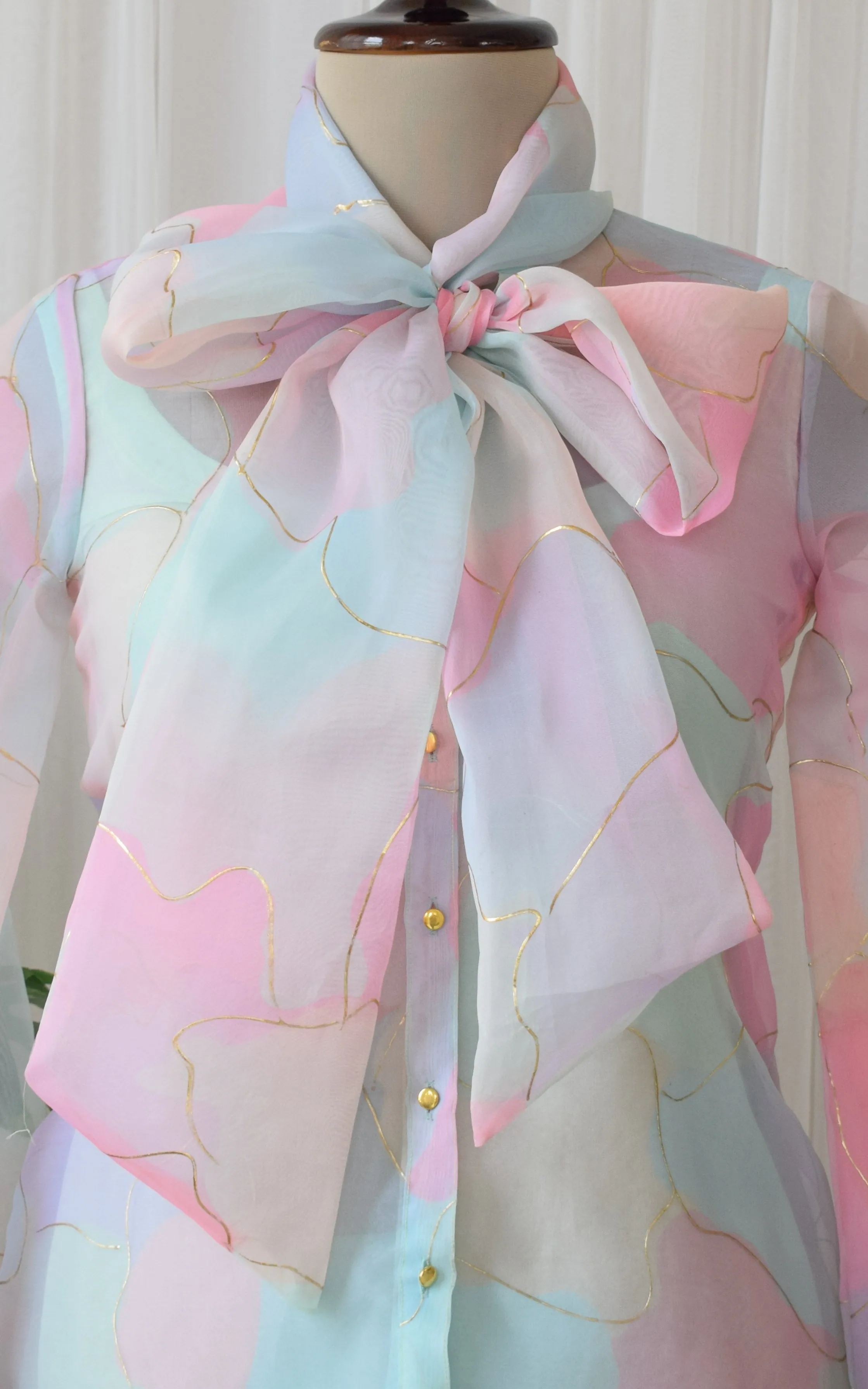 Pastel Dream Organza Bow-Tie Up Top