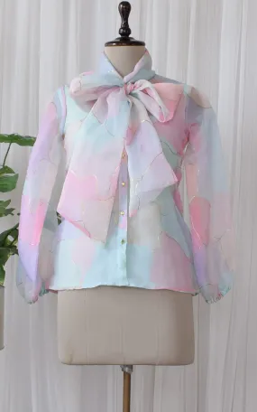 Pastel Dream Organza Bow-Tie Up Top