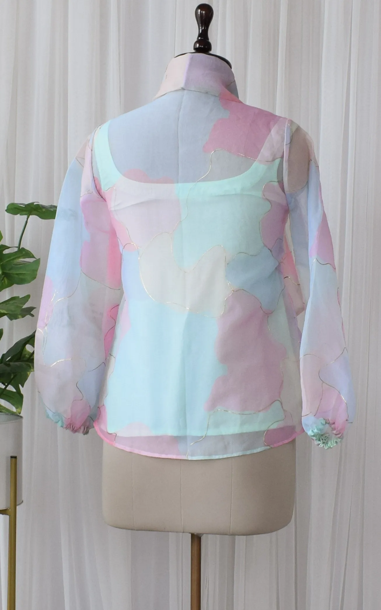 Pastel Dream Organza Bow-Tie Up Top