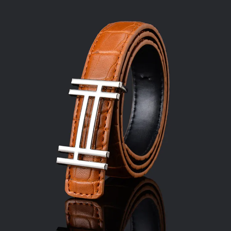 Pattern Fashion Men's and Women's Belt Business Smooth Buckle Pant Belt