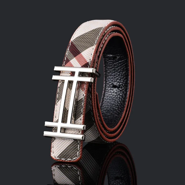 Pattern Fashion Men's and Women's Belt Business Smooth Buckle Pant Belt