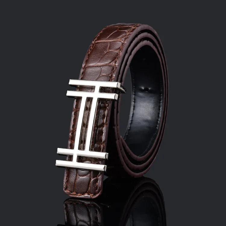 Pattern Fashion Men's and Women's Belt Business Smooth Buckle Pant Belt