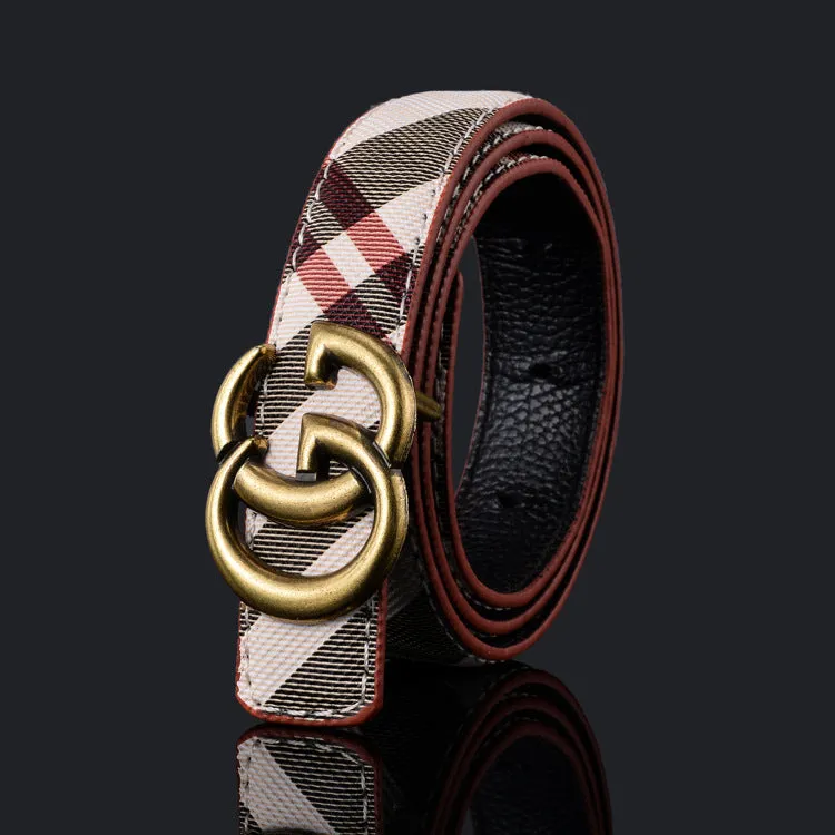 Pattern Fashion Men's and Women's Belt Business Smooth Buckle Pant Belt