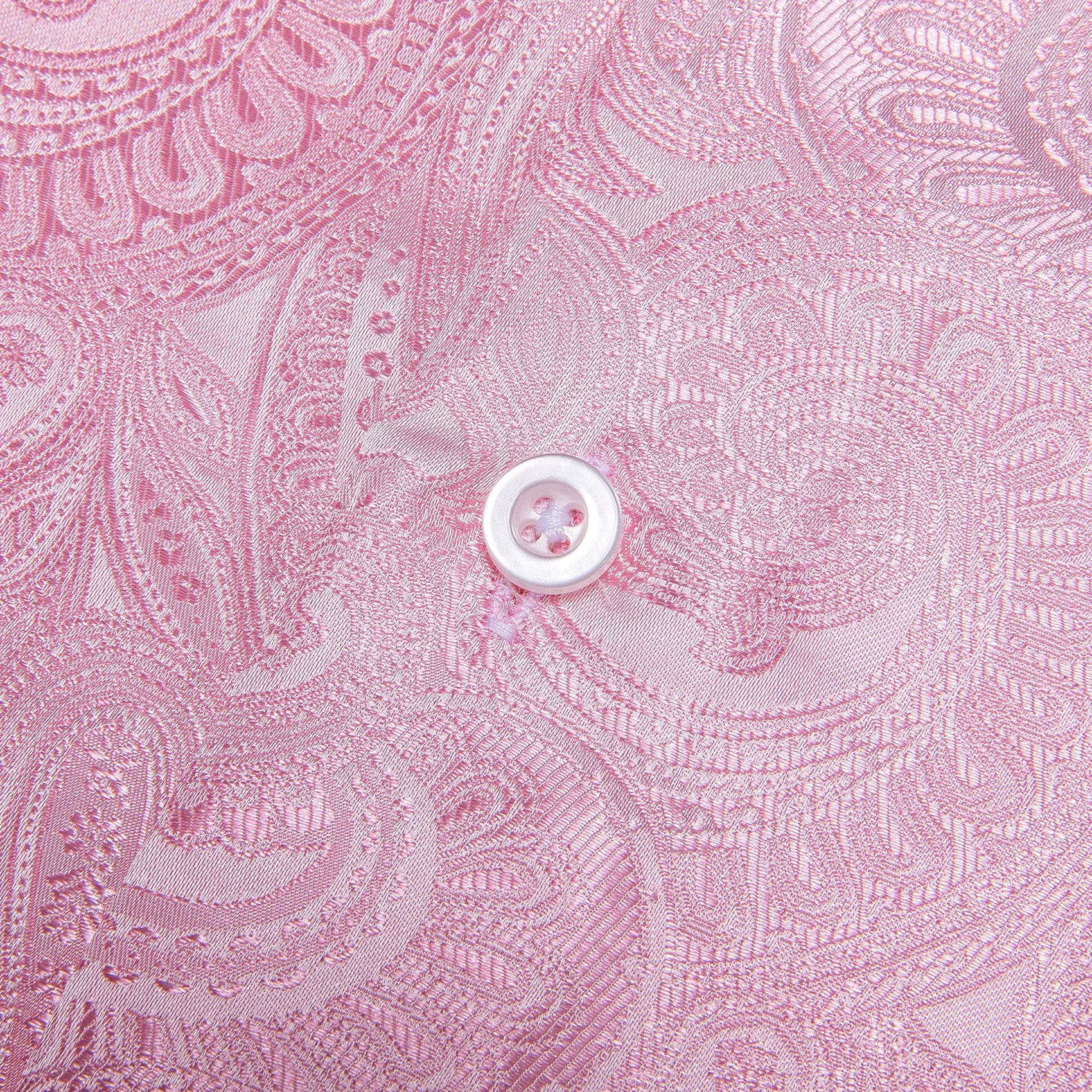 Pink Paisley Pattern Silk Men's Long Sleeve Shirt