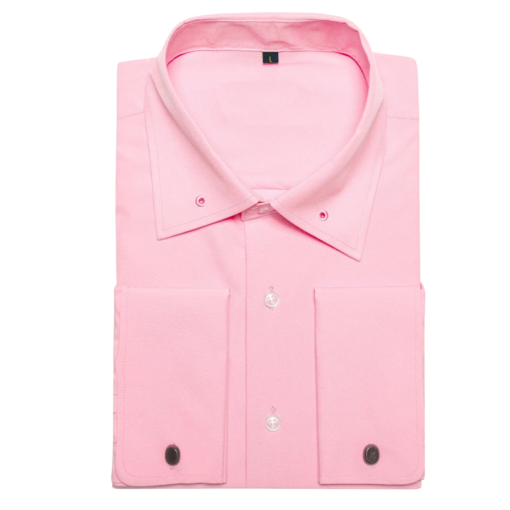 Pink Solid Woven Men's Long Sleeve Shirt