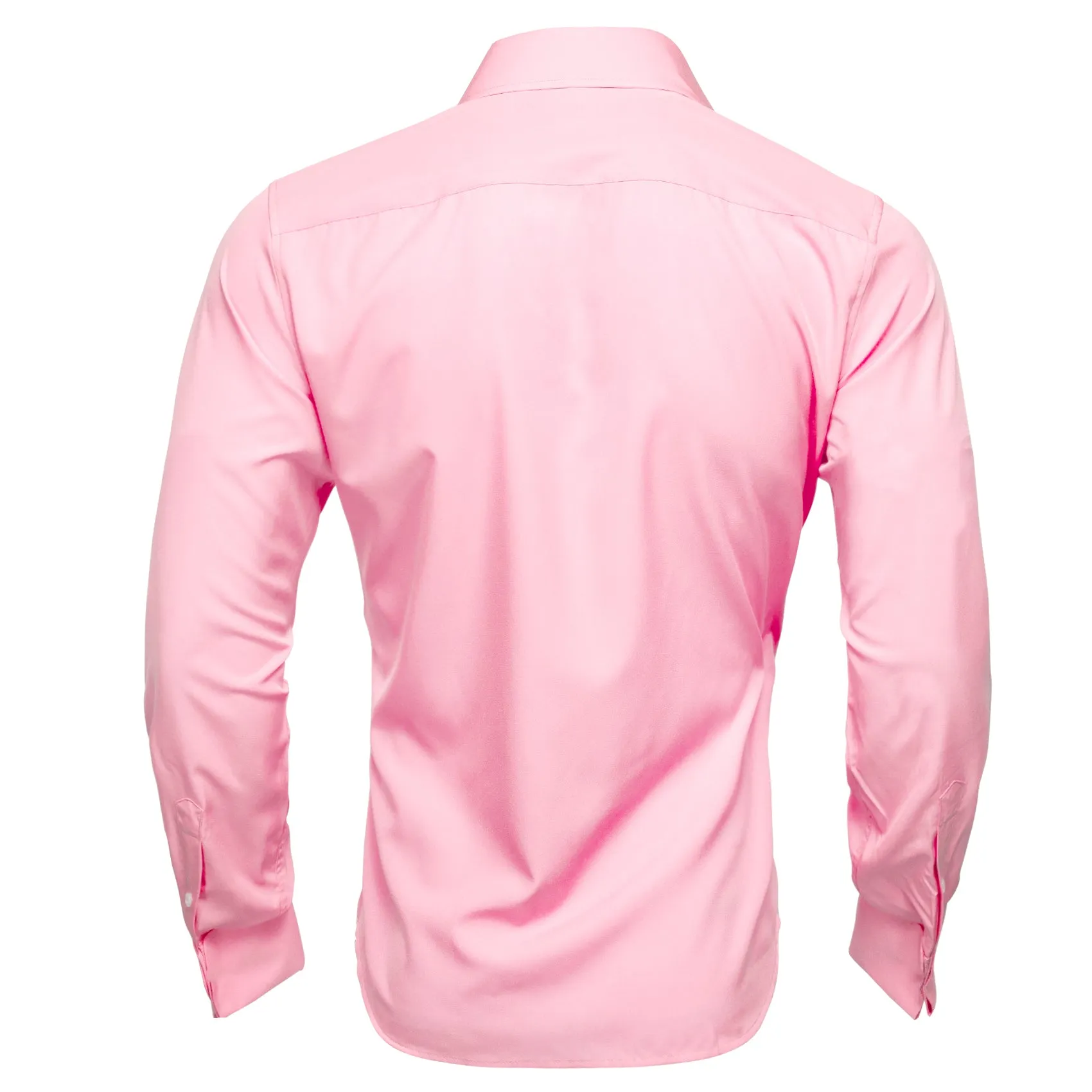 Pink Solid Woven Men's Long Sleeve Shirt