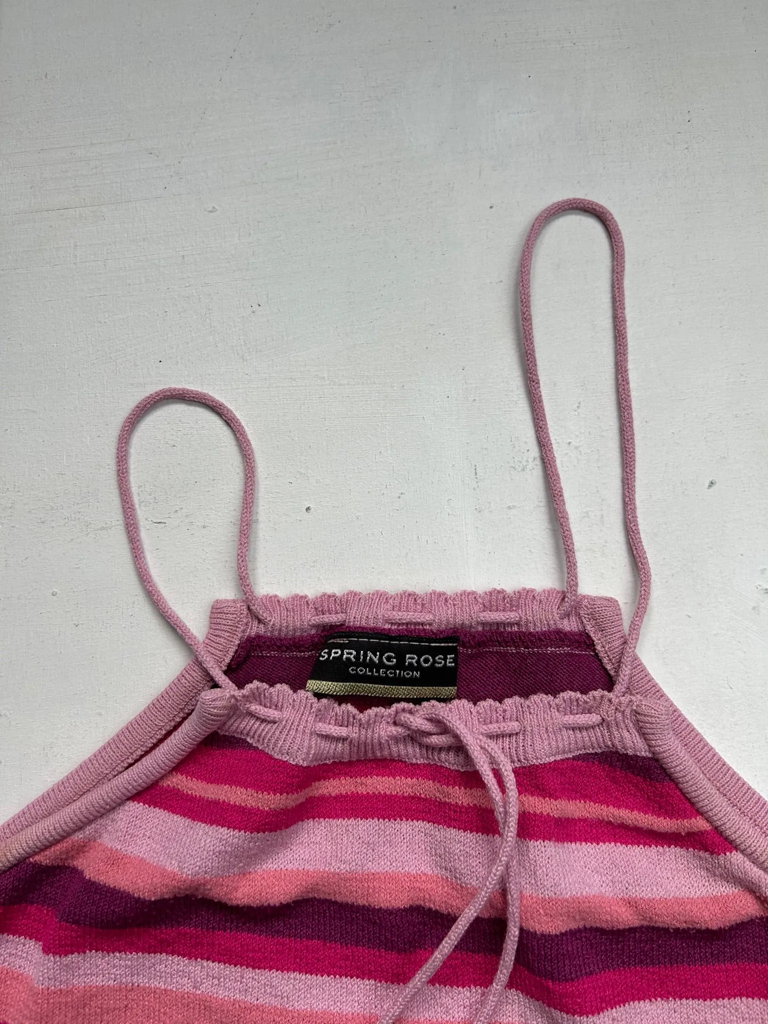 Pink striped 90s y2k vintage cami top (L)