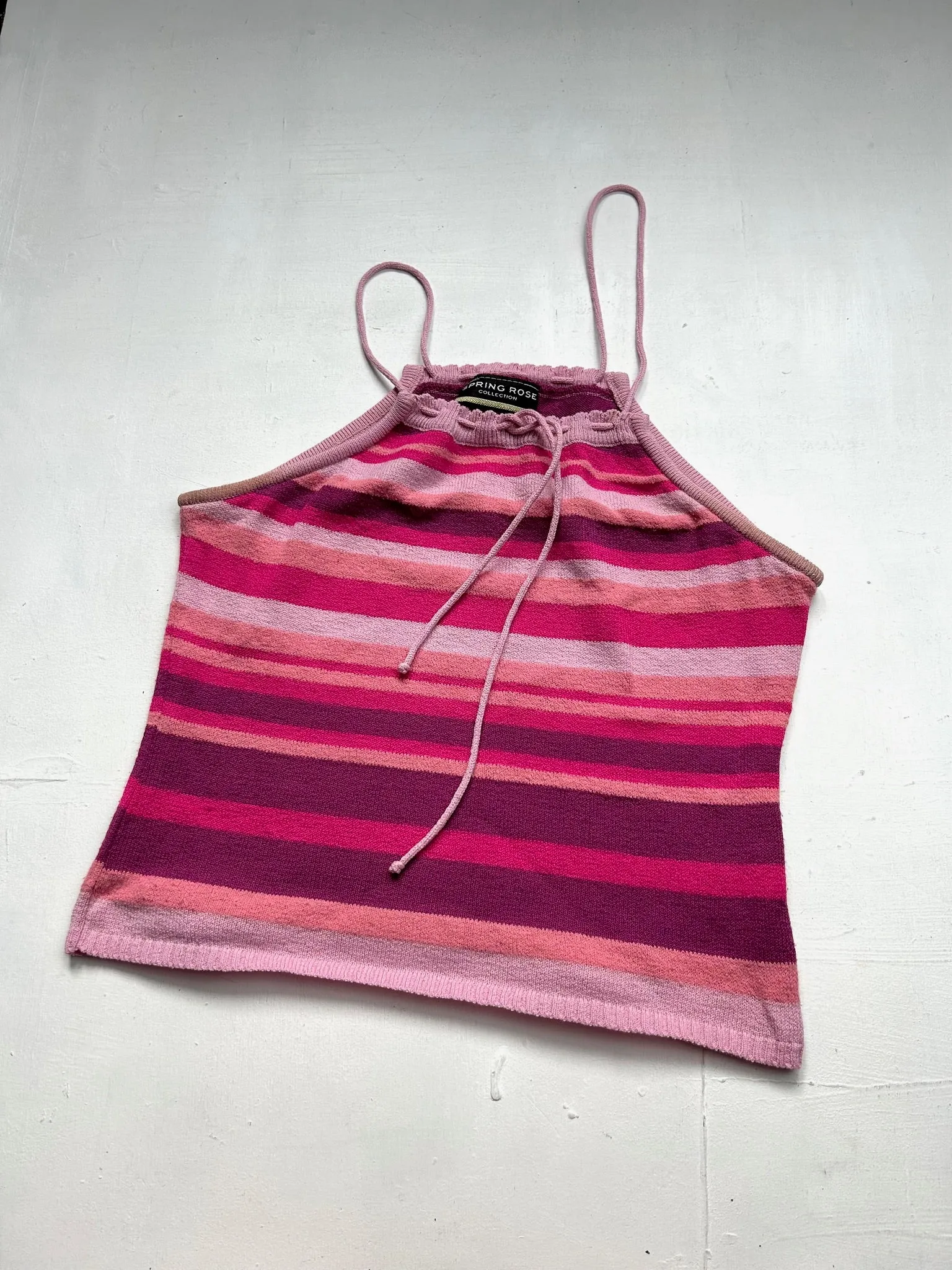 Pink striped 90s y2k vintage cami top (L)