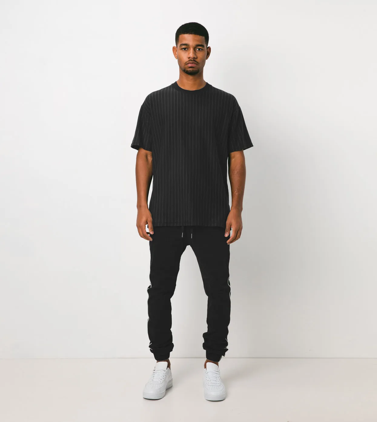 Pinstripe Box Tee Black/Vintage Black