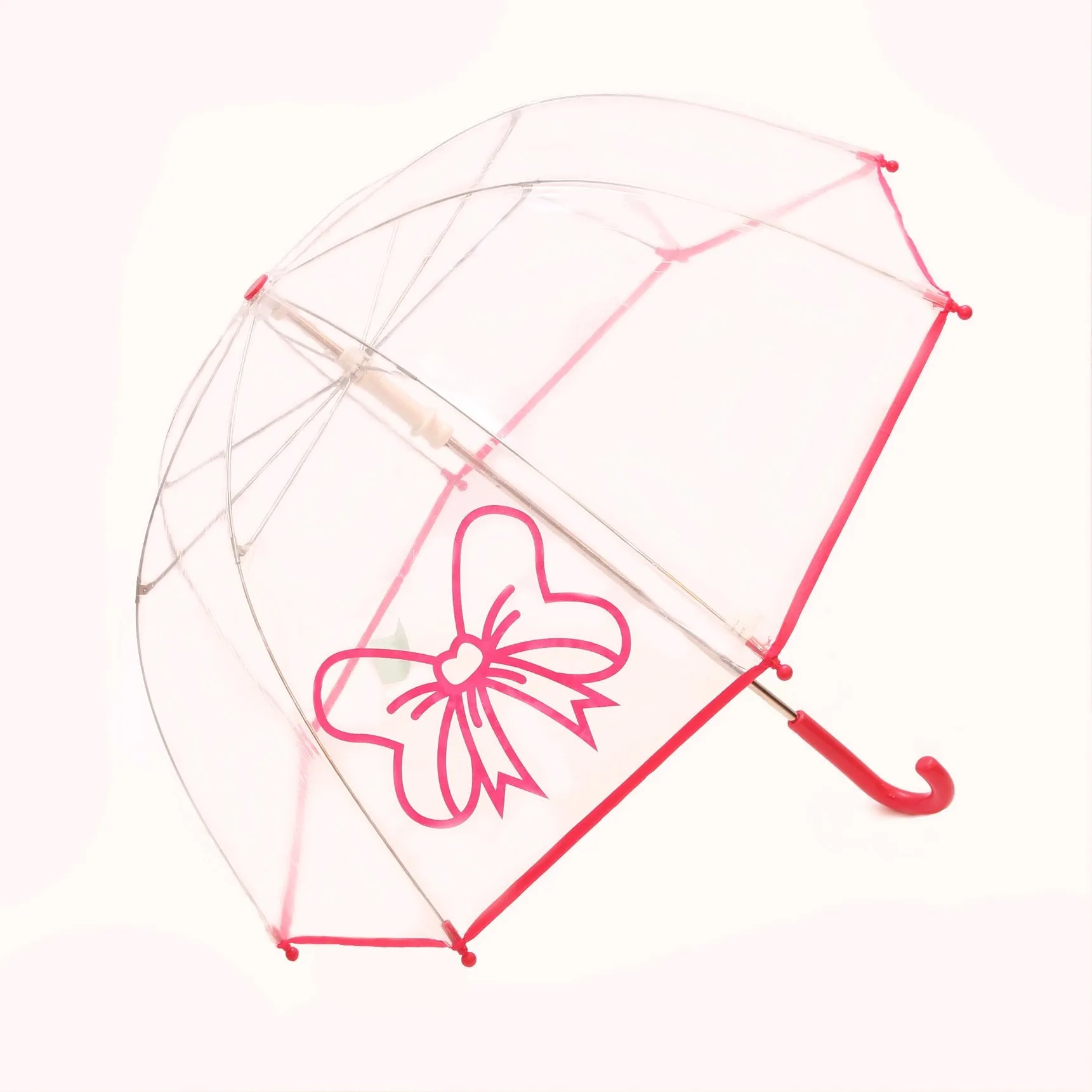 Pluie Pluie Girls R2U - FU Transparent Umbrella with Fuchsia Trim