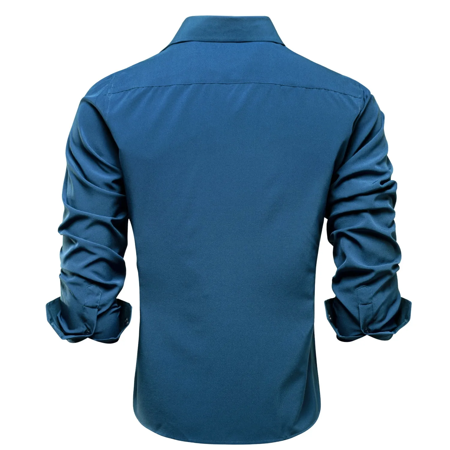 Pure Denim Blue Solid Men's Long Sleeve Shirt