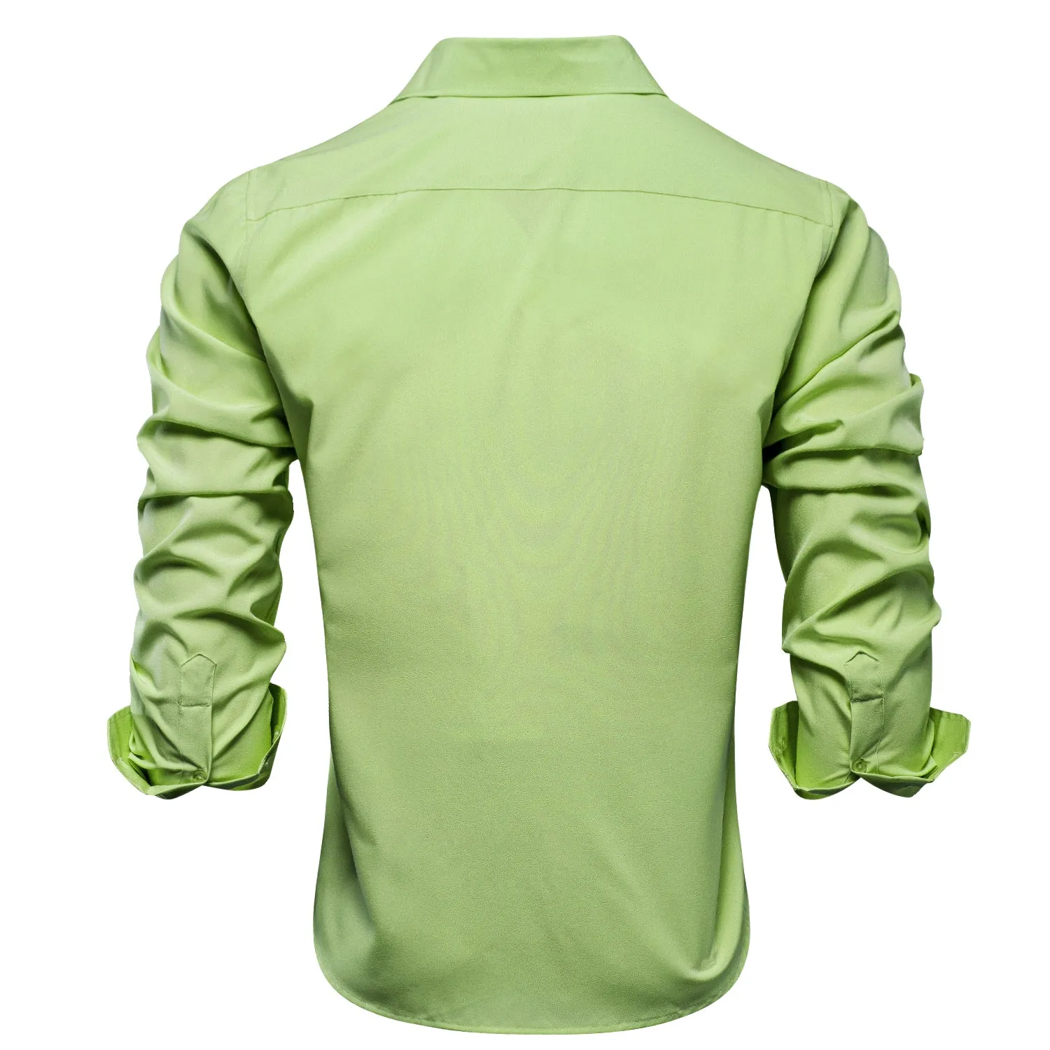 Pure Light Green Solid Men's Long Sleeve Shirt