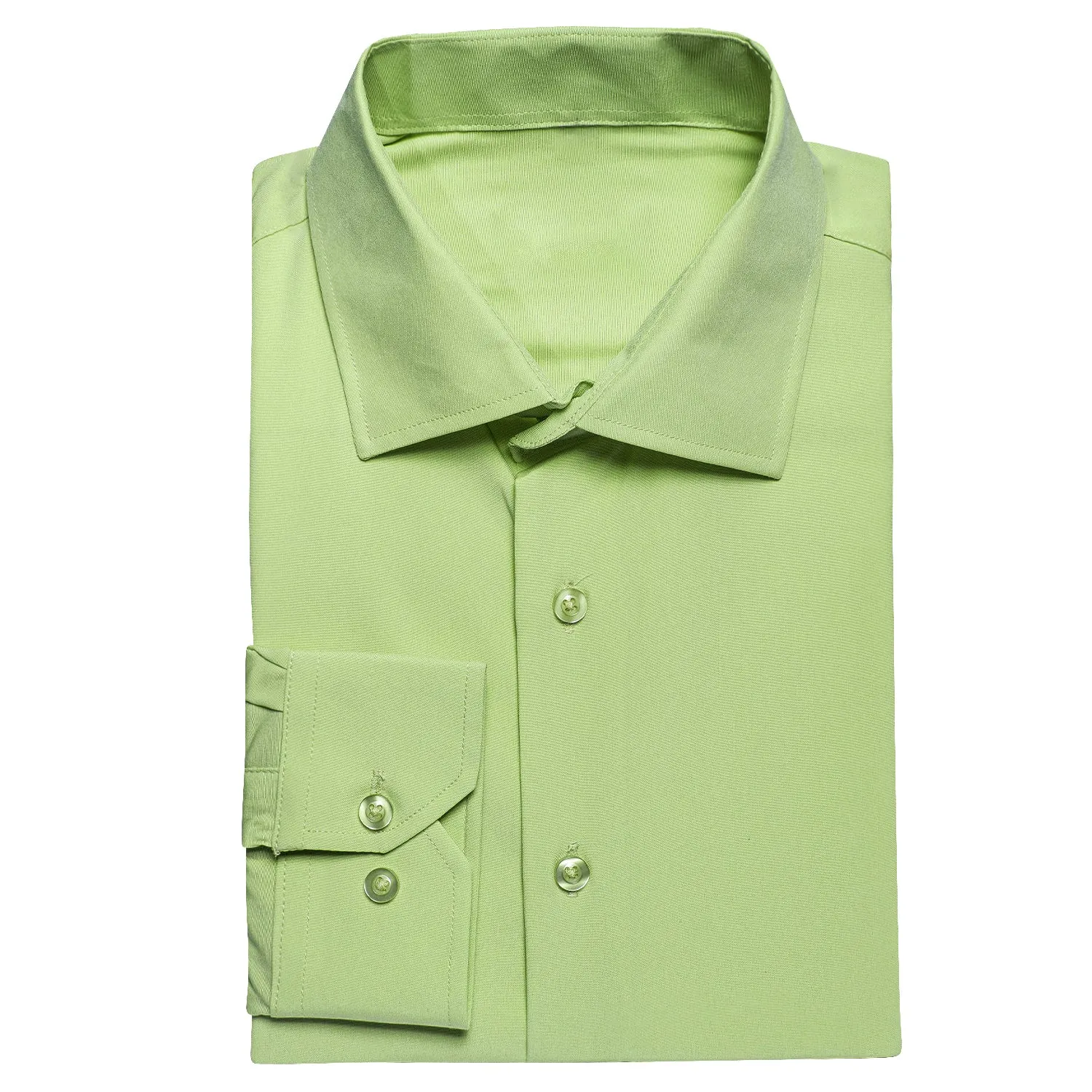 Pure Light Green Solid Men's Long Sleeve Shirt