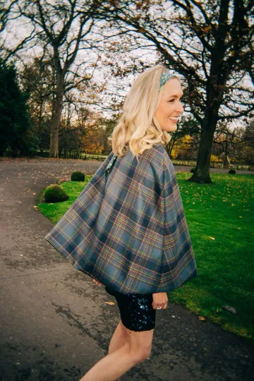 Pure Wool Cape - Choose Your Tartan -  Stand Collar Cape with Liberty Fabric Lining