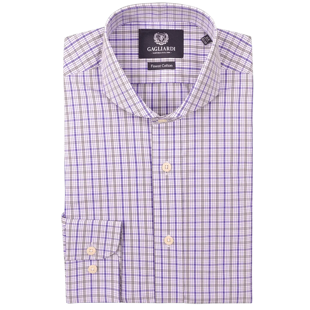 Purple & Grey Check Business Shirt