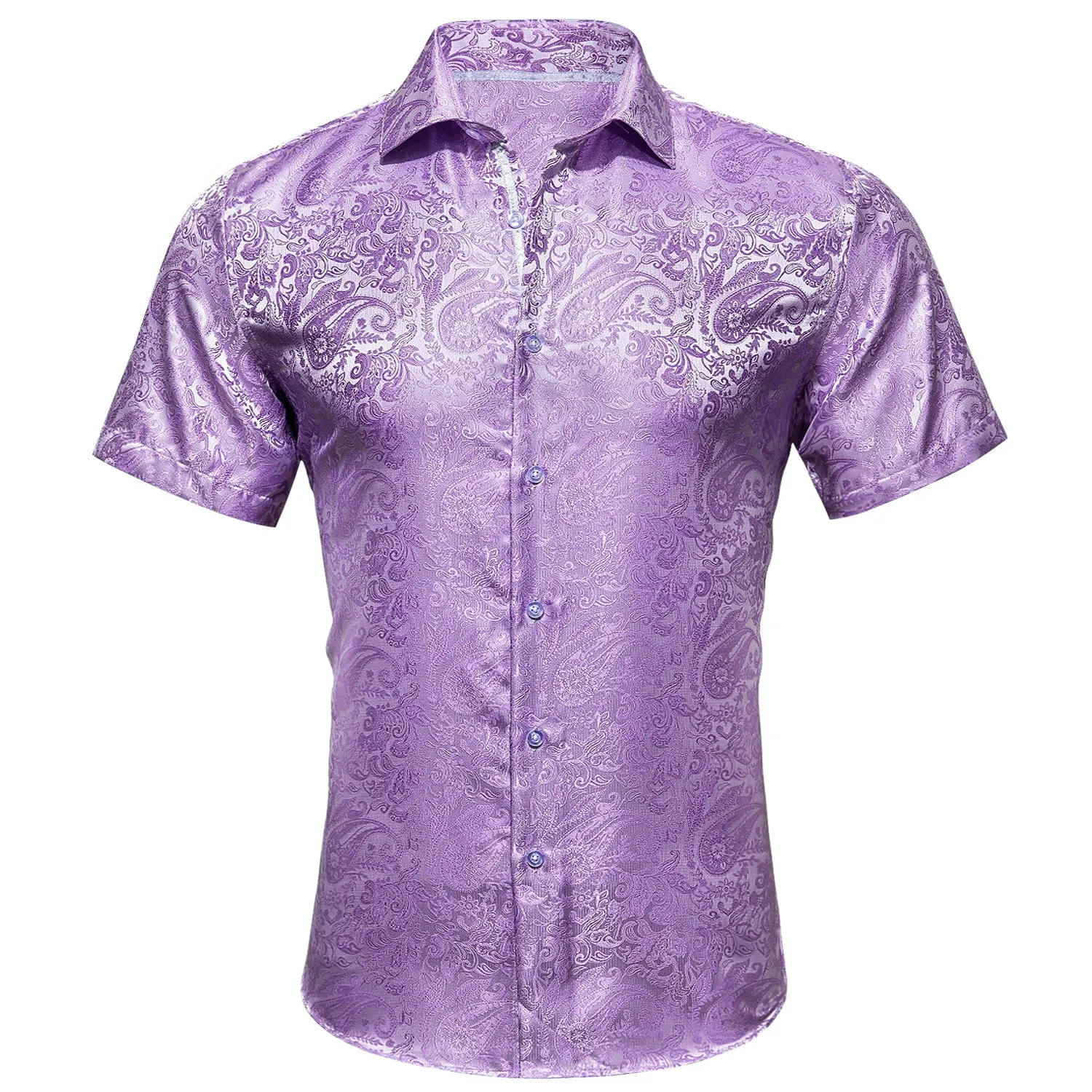 Purple Paisley Silk Men's Short Sleeve Shirt