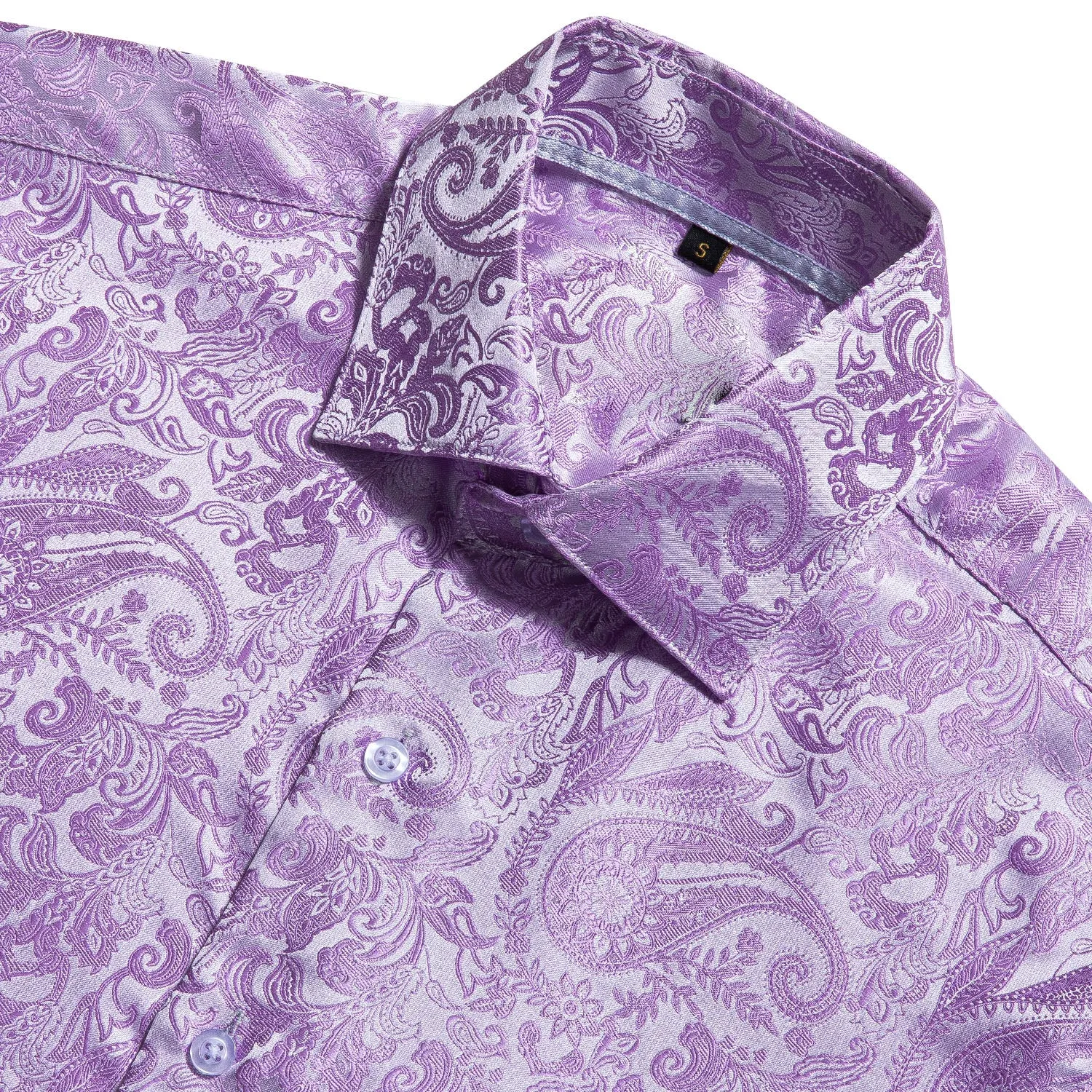 Purple Paisley Silk Men's Short Sleeve Shirt