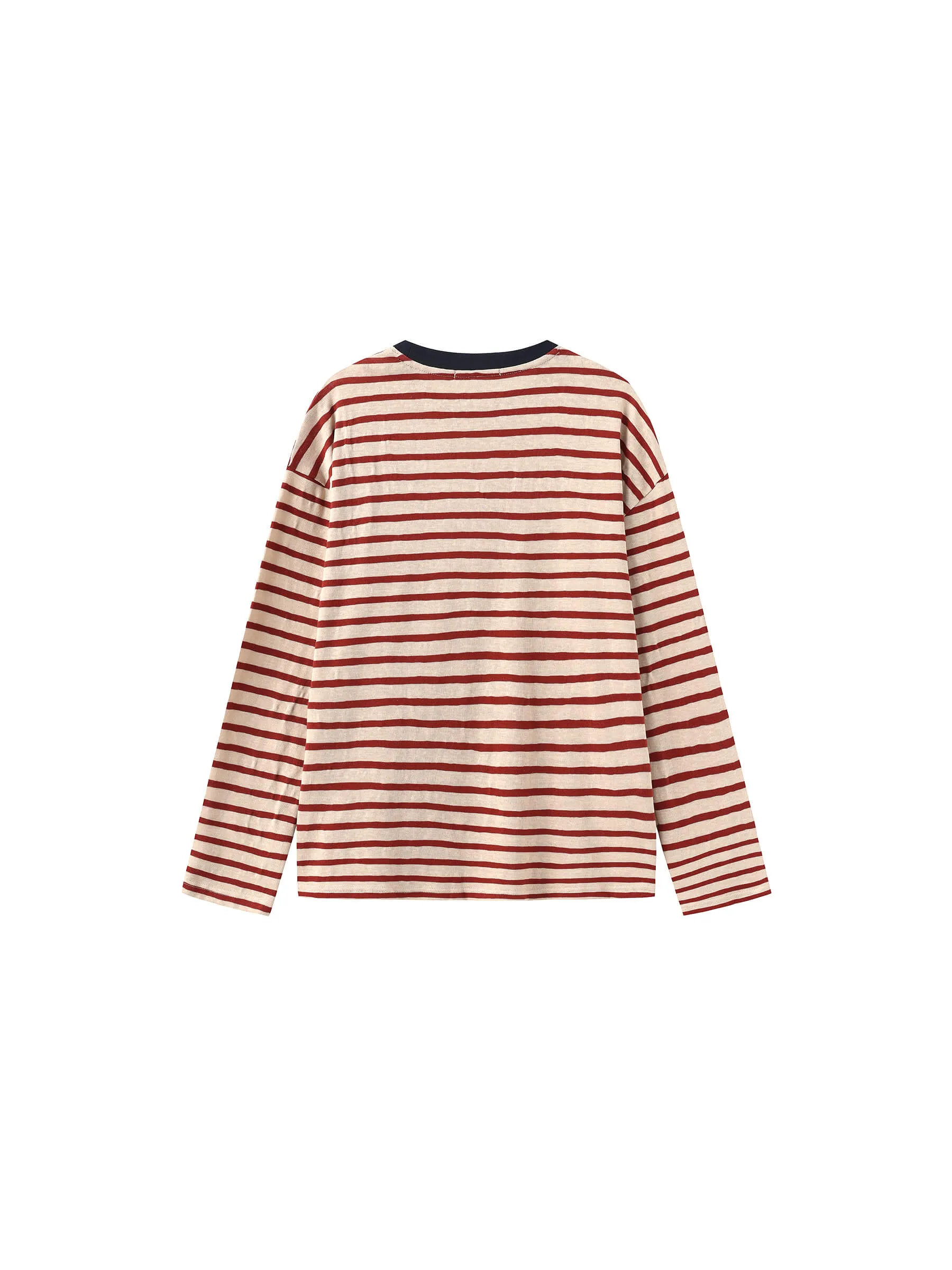 "CUBIC WINE CLUB" Striped Long Sleeve Top