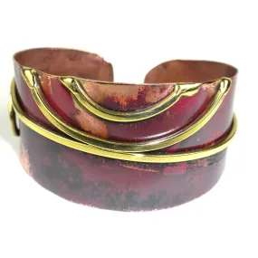 Red Copper and Brass Scroll Oval Cuff Brass Images