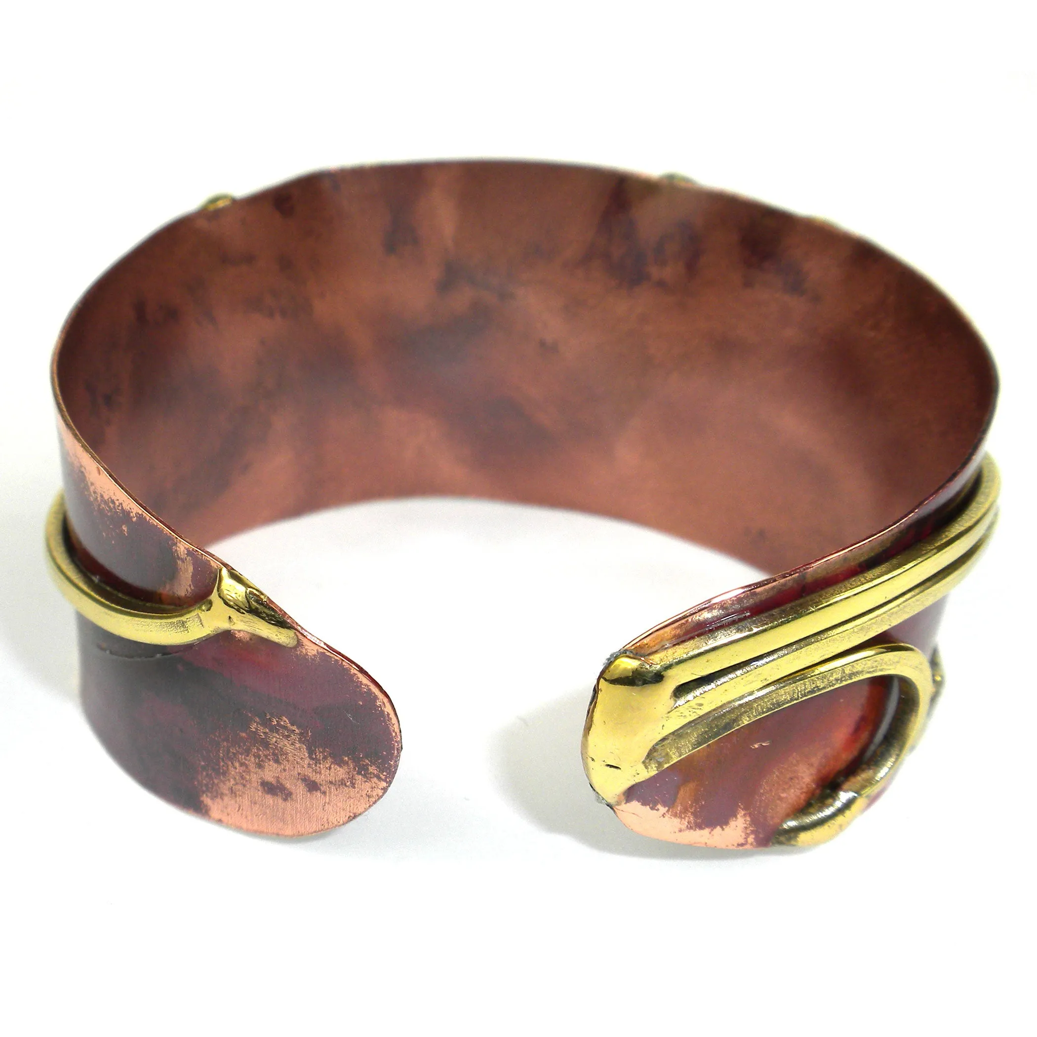 Red Copper and Brass Scroll Oval Cuff Brass Images