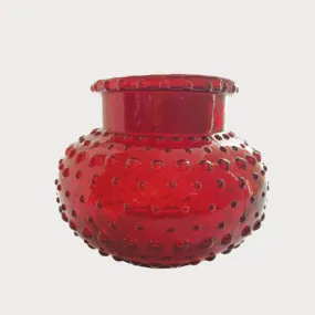 Red Glass Hobnail Vase/Candle Holder