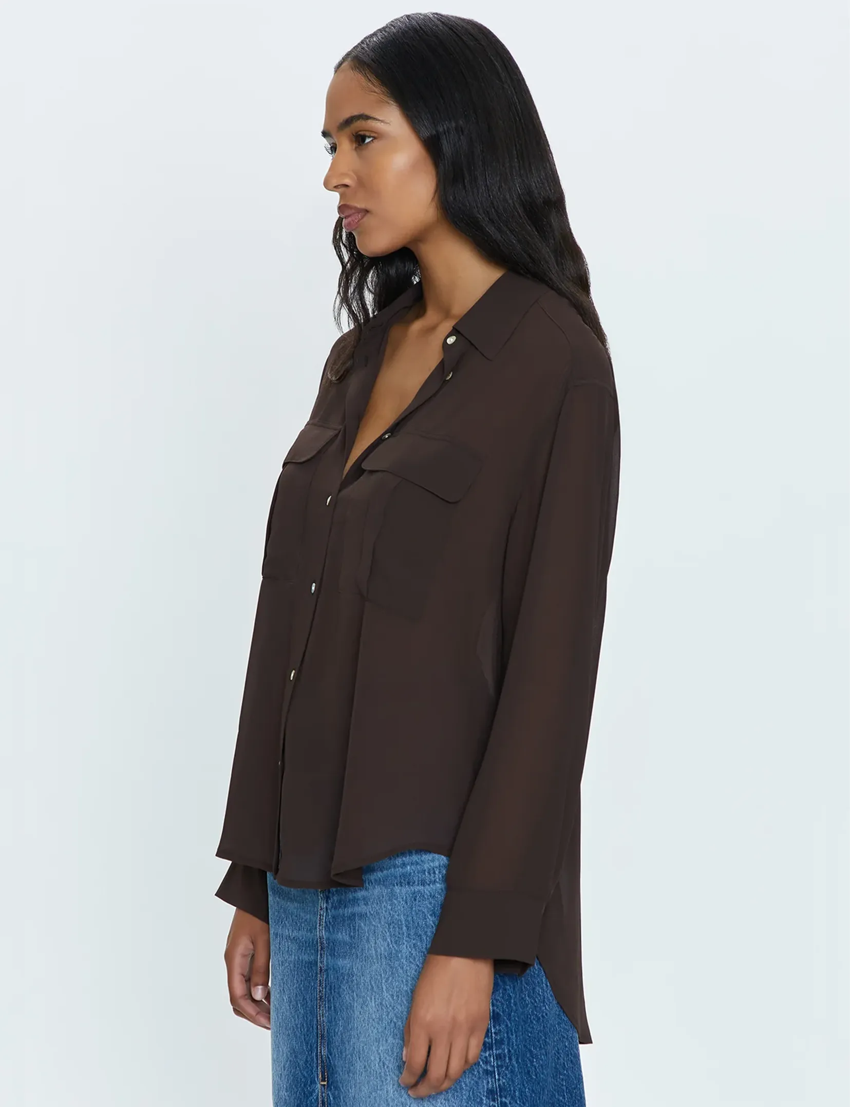 Reese Sheer Shirt, Dark Roast