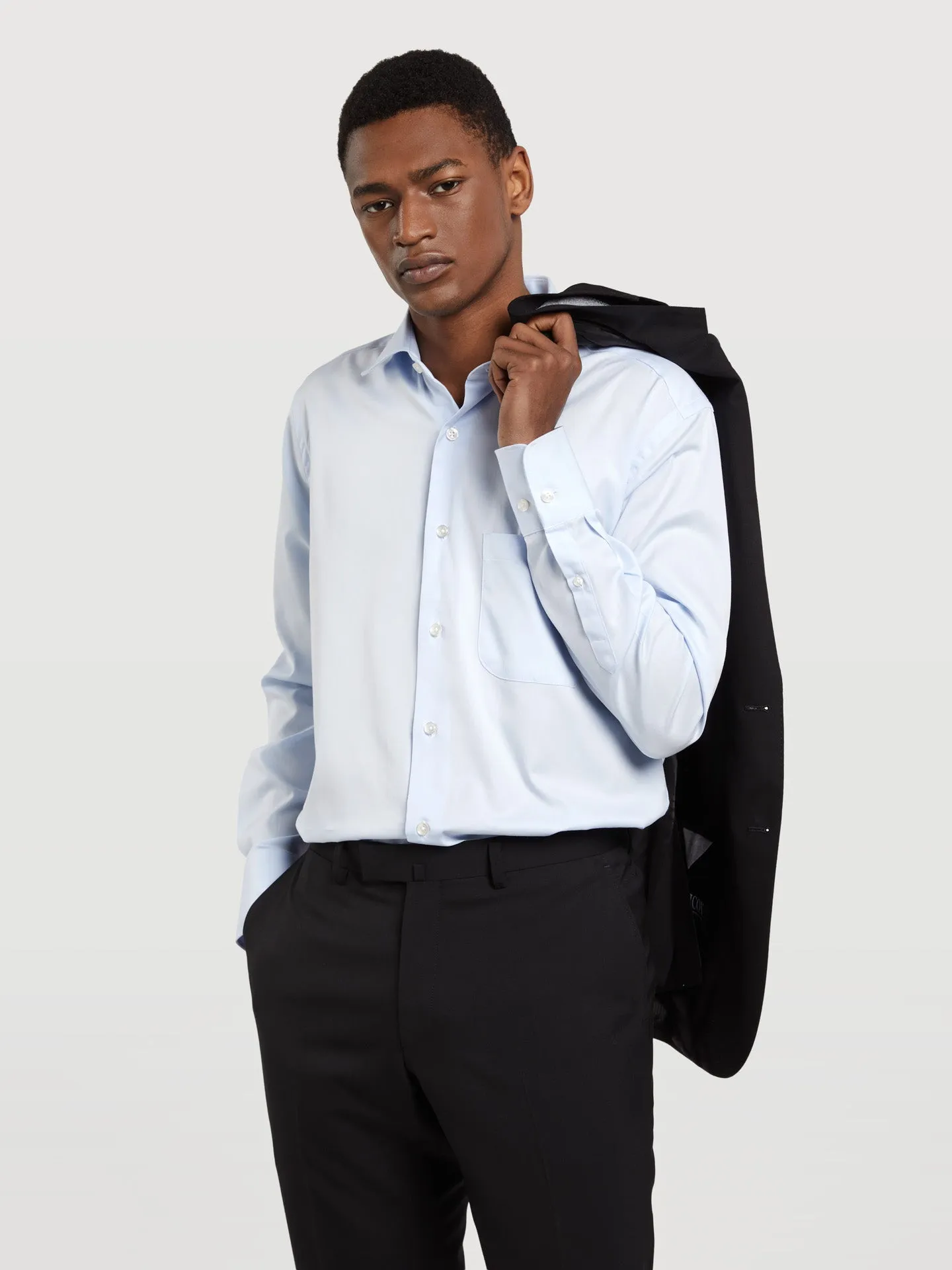 Regular fit business plain twill formal shirt