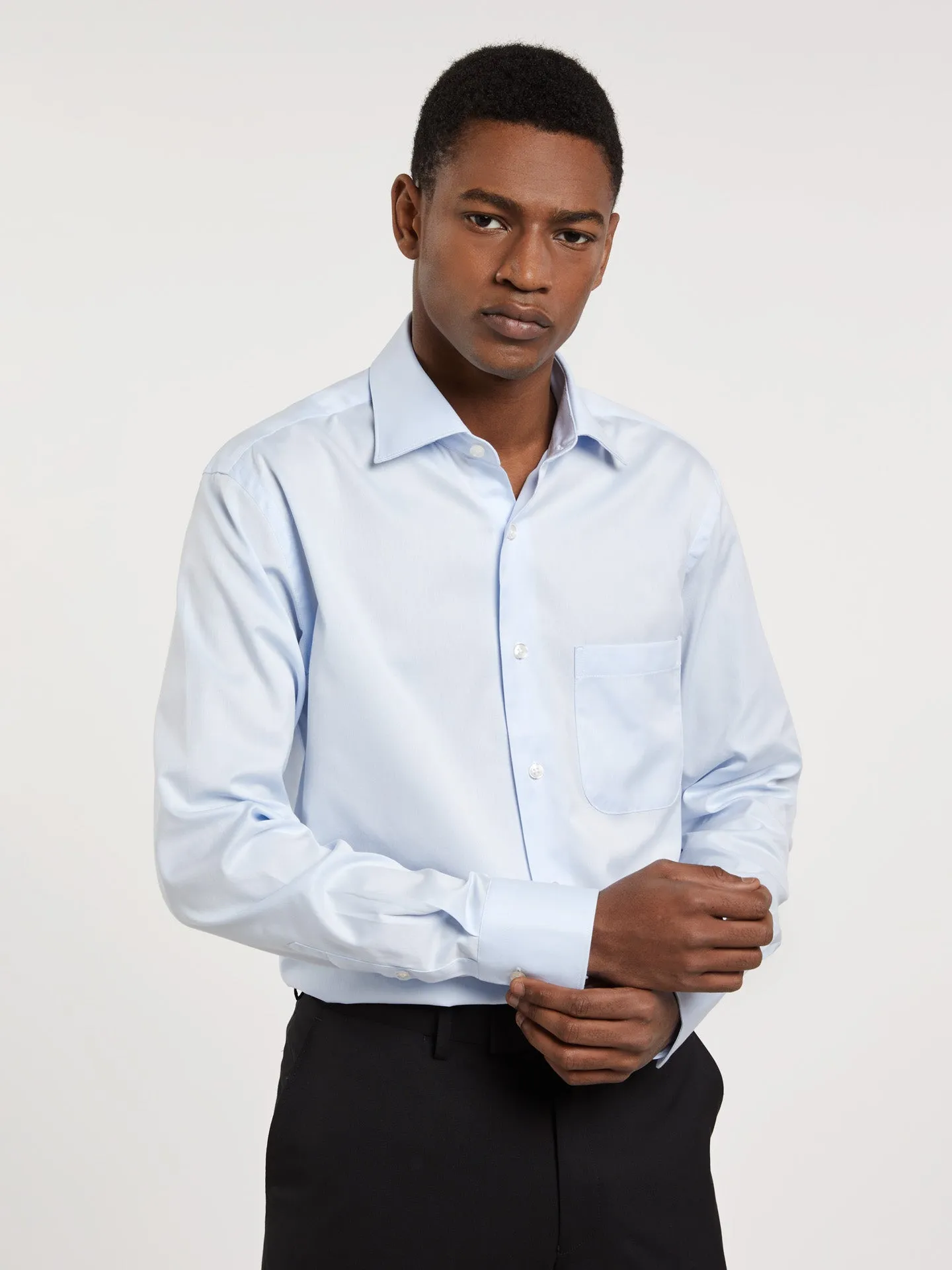 Regular fit business plain twill formal shirt