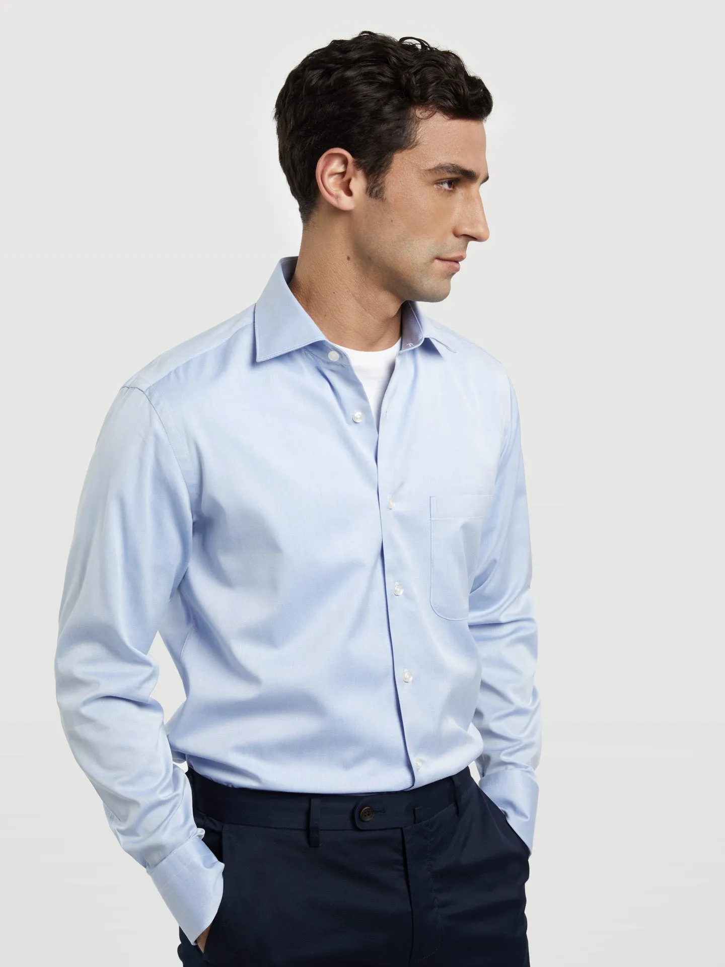 Regular fit business plain twill formal shirt