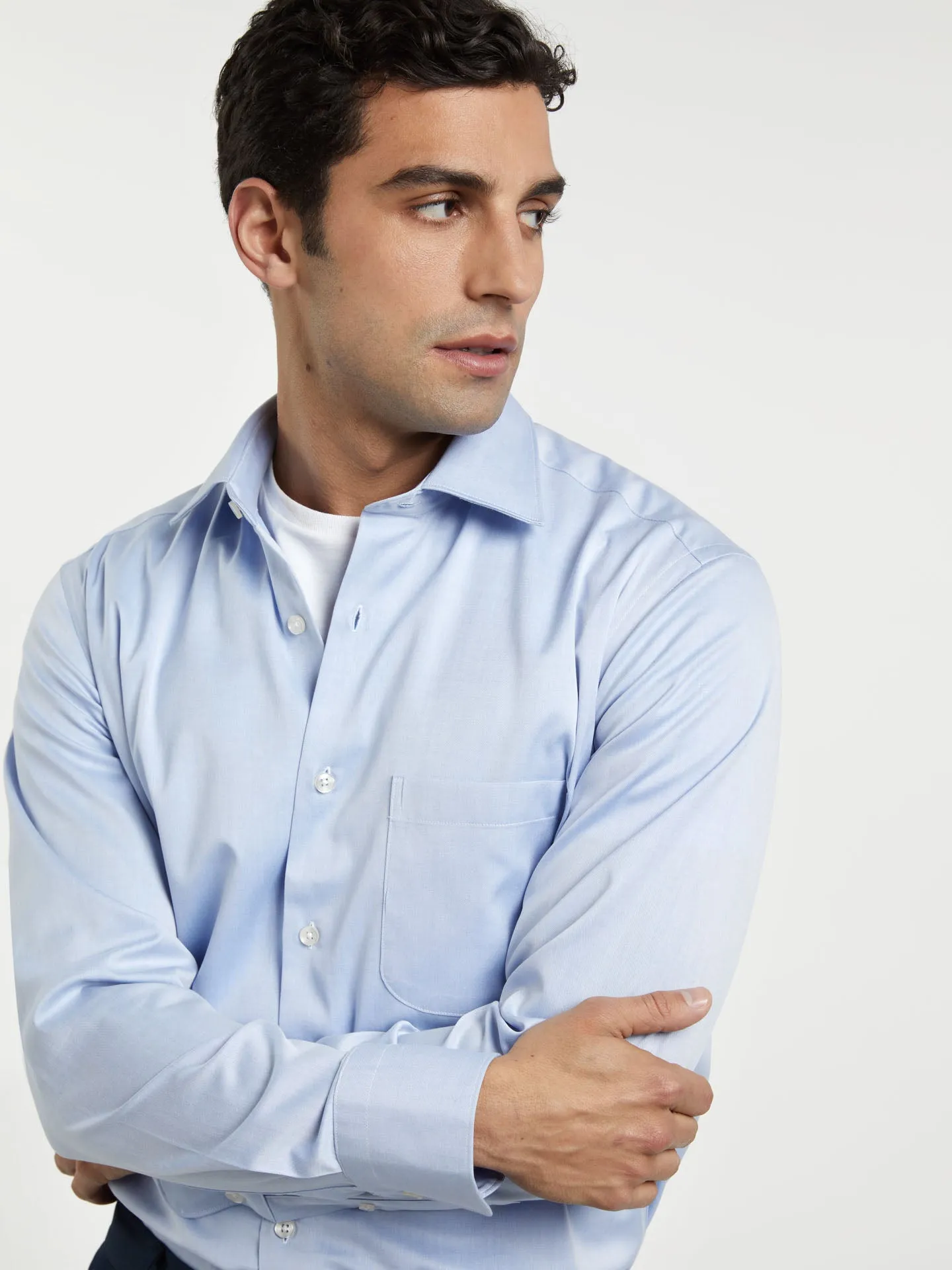 Regular fit business plain twill formal shirt