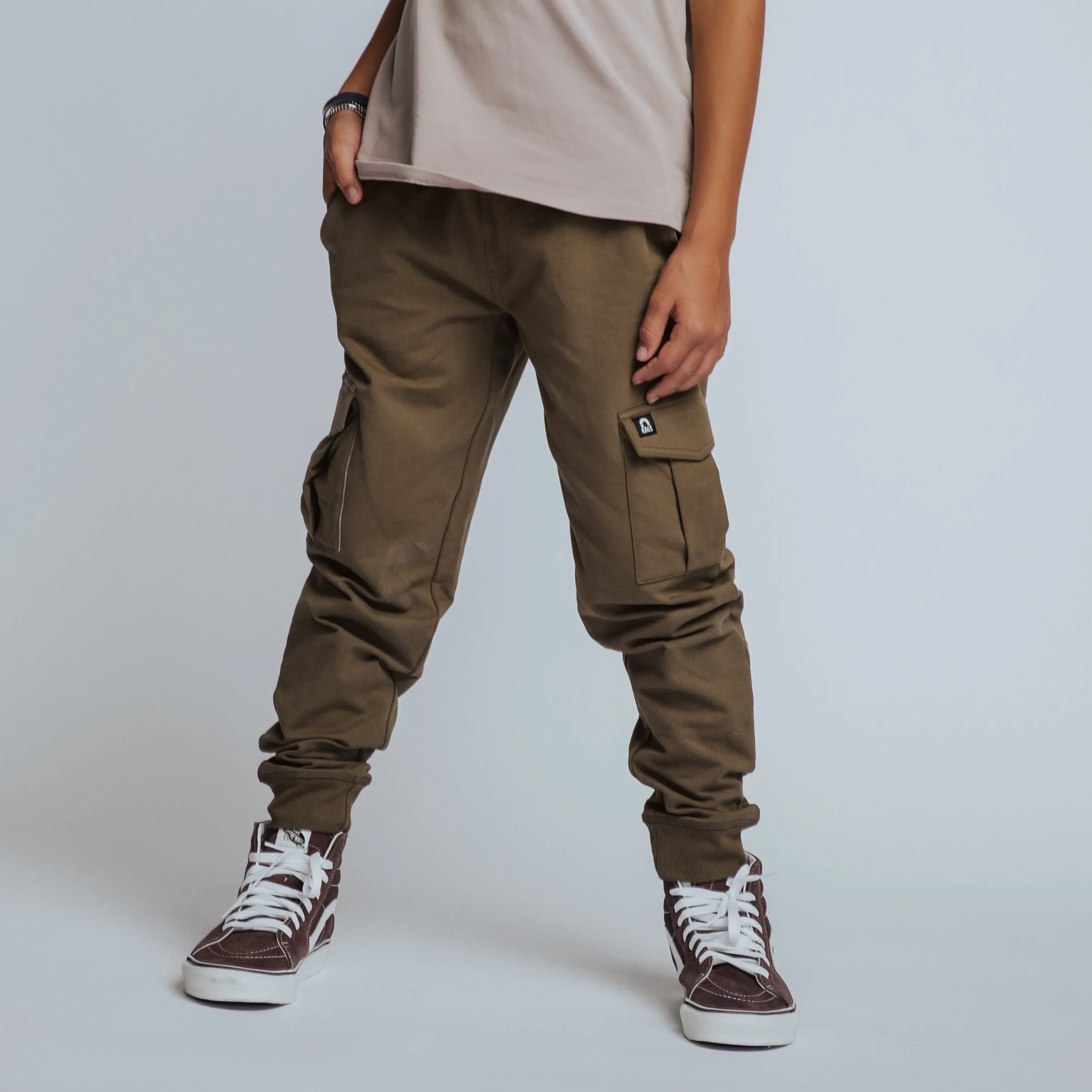 Relaxed Fit Cargo Joggers - Olive Green