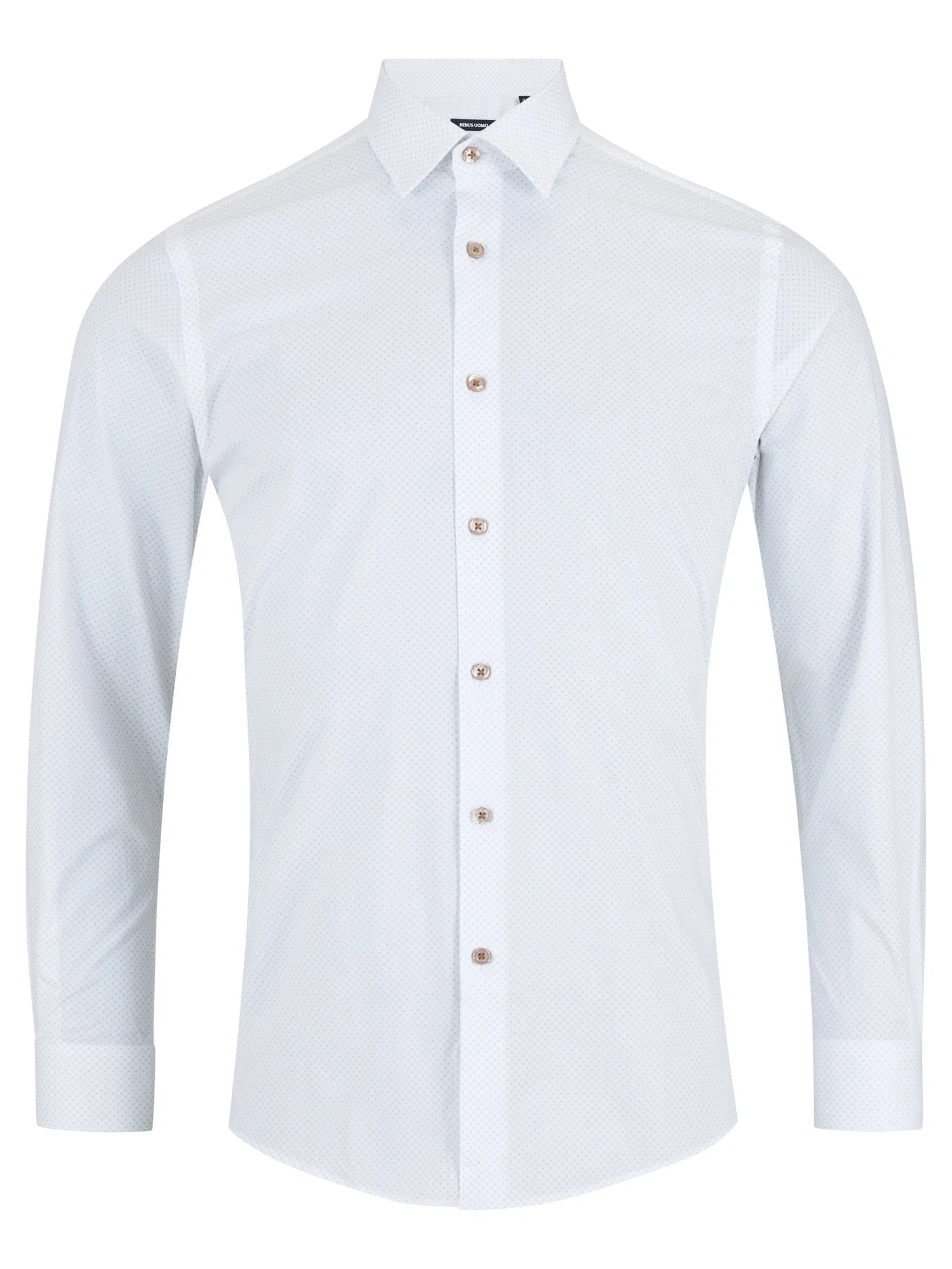 Remus Uomo Seville Long Sleeve Formal Shirt - White/Beige