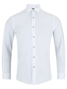 Remus Uomo Seville Long Sleeve Formal Shirt - White/Beige