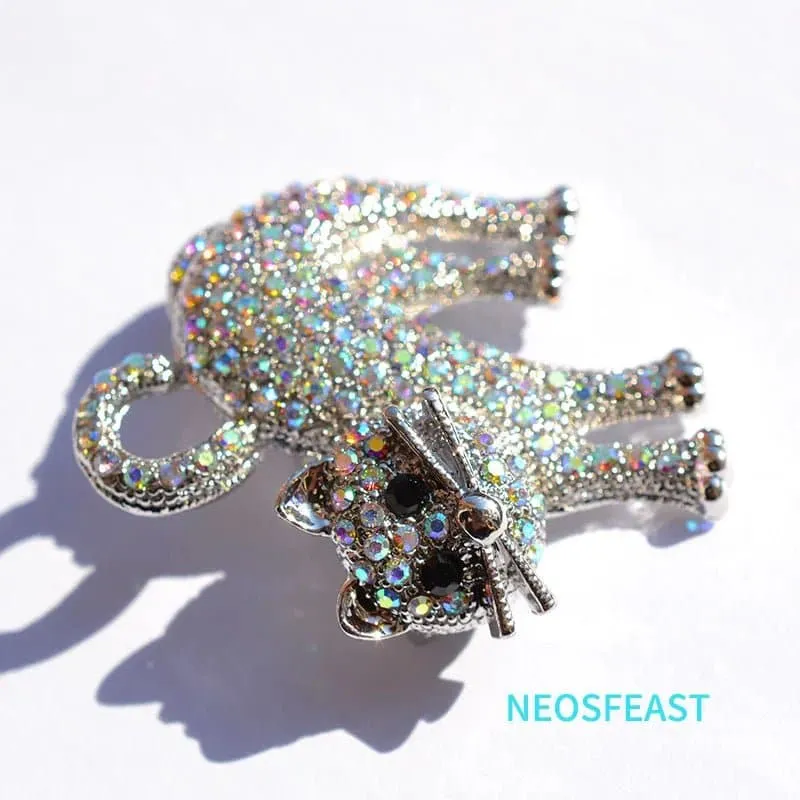 Rhinestone Cute Cat Brooches