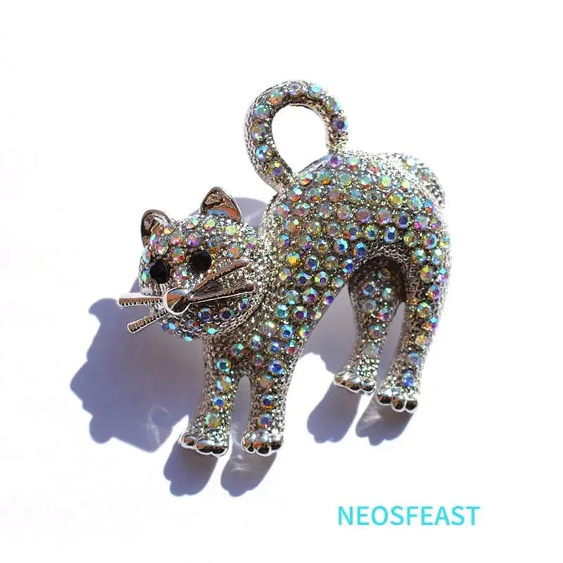 Rhinestone Cute Cat Brooches