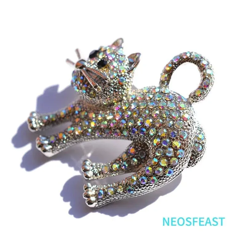 Rhinestone Cute Cat Brooches